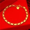 Pulseira Molde Reverso Banhada a Ouro Cobre 24K Feminina Simples Quatro Folhas Amor Peixe Pulseira Produtos de Joalheria Ouro