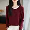 Suéter de Punto Pulóver de Bloques de Color Falsos de Dos Piezas, Capa Base Redonda, Top para Mujer, Nuevo Color Otoño 2026