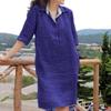 Novo vestido longo solto com decote em V para mulheres, primavera e verão, tamanho grande, de meia-idade