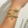 Pulsera de Brazo Creativa de Alto Nivel Estilo Marino Europeo y Americano Transfronteriza, Pulsera de Brazo de Moda Perla Azul Lágrimas del Océano Estrella de Mar, Pulsera para Hombre