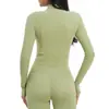 Chamarra de Yoga Transpirable con Cuello Alto, Cierre, Mangas Acampanadas, Chaqueta de Moda para Correr al Aire Libre, Top para Mujer 2539