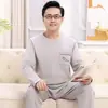 Pijama Grueso de Doble Cara con Cuello Redondo y Mangas Largas de Talla Grande para Hombres de Mediana Edad y Mayores, Conjunto de Ropa de Casa para Papá que se Puede Usar Afuera
