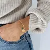 Pulsera de Piedra de Nacimiento de Moda Transfronteriza con 26 Letras Pulsera Versátil Dorada Regalo de Cumpleaños para Mujeres