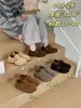 Versão em couro genuíno~Estilo coreano 5CM de aumento de altura interna bico redondo Birkenstock para mulheres, novos sapatos slip-on estilo retrô para o outono de 2026