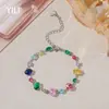 Pulsera de circonita ovalada multicolor estilo europeo y americano, ultrabrillante, tacto de alta gama, acero inoxidable, versátil, joyería de lujo ligero al por mayor