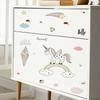 Calcomanías de Pared de Unicornio Arcoíris Pintadas a Mano de Dibujos Animados Dormitorio Infantil Jardín de Infancia Fondo Embellecimiento Calcomanías de Pared Fx64025