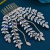 Peine de mano para el cabello de novia tocado forma de hoja flexible recogido accesorios laterales pieza de cabello inserto peine DZ016