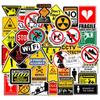 50 peças adesivos de sinal de aviso removível bagagem motocicleta computador copo de água graffiti à prova d'água adesivos DIY