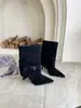 Botines Retro de Tacón de Aguja con Punta para Mujer, Nuevo Estilo Otoño e Invierno con Hebilla de Cinturón, Elegantes Botines