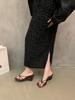 Sandalias y Pantuflas de Nicho de Tacón Alto con Estampado de Leopardo Moda para Exterior 2025 Nuevo Verano Francés Hermosa Cuña con Sandalias de Falda