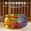 Tigela de Tesouro de Vidro Cheia de Ornamentos de Lingotes de Ouro, Decoração Doméstica Estilo Chinês para Atrair Riqueza, Presente de Cerimônia de Inauguração, Tigela de Tesouro de Cristal Amarelo