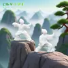 Miniatura de paisaje de dibujos animados, figura de Tai Chi, muñeco de personaje lindo y pequeño, accesorio de decoración DIY creativo, adorno pequeño para coche o escritorio