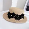 Sombrero Plano de Encaje Soluble en Agua Estilo Hada para Mujer, Sombrero de Paja para Proteger del Sol en Verano, Sombrero de Sol Pequeño de Rafia que Realza el Rostro, Sombrero Elegante