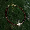 Pulsera de Granate de Perla de Agua Dulce Natural para Mujer Diseño Nicho de Lujo Ligero Exquisita Pulsera de Alta Gama para Novias