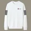 Camiseta de manga larga para hombre para otoño e invierno, marca de moda, corte holgado, engrosada, camiseta básica casual, sudadera estampada de cuello redondo para estudiantes jóvenes