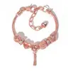Pulsera con Cuentas Rosa Dorado Ins, Pulsera con Colgante Digital Brillante, Joyería de Hilo DIY, Regalo de Graduación para Novia