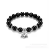 Pulseira de Contas de Pedra Zebra Rosa Natural 8mm Presente de Feriado Temporada de Formatura Pulseira com Pingente de Elefante de Contas para Homens e Mulheres Amizade