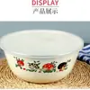 Lavabo de Esmalte Anticuado Grande Engrosado Cocina Hogar Mezclador de Verduras Ensaladera Sopera Clásico Nostálgico Tazón Mezclador con Tapa