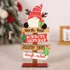 Adornos Navideños de Madera de Venta Caliente Transfronterizos Hombre Viejo sin Rostro Muñeco de Nieve Reno Adornos de Madera para Escritorio Festivos