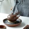 Maceta de hoja de loto con tetera de almacenamiento de agua de cerámica gruesa grande estilo japonés, almohadilla para maceta, soporte para maceta, mesa de burbujas secas retro creativa hecha a mano
