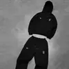 Sudadera con capucha casual simple para pareja de moda transfronteriza europea y americana, bordado de logotipo de cinco estrellas con pantalones deportivos