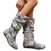 Comércio Exterior 2026 Outono/Inverno Novas Botas Femininas de Couro com Solado Plano de Meia-Panturrilha Zíper Lateral Bico Redondo Botas Finas Estilo Europeu e Americano Botas Femininas