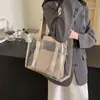 Bolsa Tote Transparente da Moda para Mulheres, Bolsa de Ombro com Design de Nicho de Alta Qualidade, Bolsa de Mão Grande com Letras Estilo Coreano