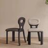 Silla de Comedor Retro de Madera Maciza Diseñador Francés Creativo Artístico Modelo de Terciopelo de Cordero Silla de Tocador de Nogal Negro