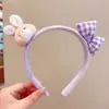 Diadema de Dibujos Animados Linda Cabeza de Conejo Otoño e Invierno Rellena Diadema para Lavado de Cara de Niña Adorno de Lazo a Cuadros Accesorios para el Cabello