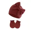 Conjunto de Gorro y Manoplas para Bebé Niña Recién Nacida Gorro de Hospital Gorro con Lazo Guantes de Bebé 0-6 Meses Gorro