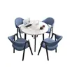 Mesa y Sillas de Reunión de Lujo Nórdico para Oficinas de Ventas, Mesa de Comedor Minimalista Moderna para Tienda de Té con Leche, Mesa Redonda Pequeña para Apartamento para Uso Doméstico