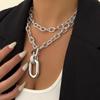 Collar multicapa de cadena de clavícula geométrica de alta gama para mujer, joyería transfronteriza europea y americana, conjunto de dos piezas, venta al por mayor de fábrica