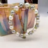 Pulseira de Pérolas de Cristal Dopamina Colorida Mista Transfronteiriça para Mulheres, Nicho de Luxo Leve, Moda Exquisita, Sensação de Alto Padrão, Pulseira de Verão