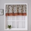Cortina de Café Floral Retro Americana con Volantes, Media Cortina de Tela sin Perforaciones para Puerta de Baño, Cortina Corta