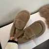 Zapatos de algodón sin cordones para mujer, forrados de felpa peluda, colección invierno 2026, zapatos tipo pantufla de peluche, cálidos y cómodos para días de pereza