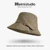 Nueva colección otoño 2026: Sombrero de pescador de mezcla de lino relajado, casual, simple, versátil, sombrero para el día a día, disponible para venta al por mayor