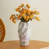 Vaso de Cerâmica Manchado Estilo Wabi-Sabi de Shumen Pacote de Arranjo de Flores Artificiais para Sala de Estar de Casa Utensílios de Flores Decorativos Retrô
