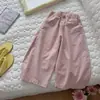 Verão 2026 Novo Estilo Calças Curvas para Meninas Tencel com Aspecto de Linho de Alta Densidade Fresco e Suave Caimento Calças Casuais de Perna Larga para Crianças