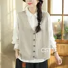 Colete de Tricô com Decote V para Primavera e Outono para Mulheres, Novo Cardigã Sem Mangas de Outono, Colete Suéter Versátil Solto para Looks de Trabalho