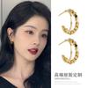 Aretes de Aro Estilo Metal Coreano Plata Rota Nicho Aretes de Aguja de Plata 2023 Nuevos Aretes Aretes para Mujer Elemento Cuadrado