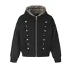 Chaqueta de algodón Magic Bear estilo callejero americano con cuello de pelo de oso de montaña, de alta gama, genial, chaqueta de cuero estilo motero, abrigo de algodón forrado de polar para hombre