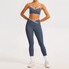 Traje de Yoga Cruzado de Color Contrastante Transfronterizo de Cintura Alta Ajustado Sin Espalda Traje Deportivo Nude para Correr Fitness Yoga para Mujer