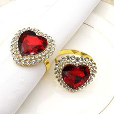 Hotel Día de San Valentín rojo amor servilletero anillo para servilleta diamante servilletero tela anillo fabricantes mayoreo