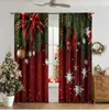 Cortinas com Estampa Digital de Cena de Neve Quente de Natal Transfronteiriça Decoração de Janela de Casa Cozinha Café Cortinas de Janela