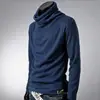 Camiseta Base de Manga Larga con Cuello de Pelo Fino para Hombre Otoño Color Sólido Personalizada Versátil Ajustada Moda Atractiva Sencilla Camiseta de Cuello Alto
