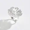 Anel Flor Oca Atacado Design de Nicho Europeu e Americano Espiral Irregular Pérola Sintética Anel Aberto Pulseira para Mulheres