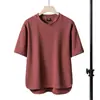 2026 Verão Novo Masculino Tendência Cor Sólida Gola Redonda Manga Curta Camiseta Juventude Solta Casual Tops Masculino Atacado