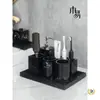 Juego de Lavabo para Baño Taza para Enjuague Bucal Familiar Taza para Cepillo de Dientes Patrón de Mármol para Pareja Suministros de Baño Simples de Lujo Ligero