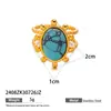 Anillo de Acero Inoxidable Taina Europeo y Americano Acero de Titanio No se Desvanece Turquesa Azul Incrustado Anillo Nicho Gama Alta Venta Caliente Transfronteriza