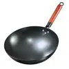 Wok de Hierro Fundido al por Mayor Olla de Cocina Chef Wok Comercial Sin Recubrimiento Olla de Hierro Forjado Uso en Puestos Pre-sazonado Estufa de Gas Olla Engrosada
